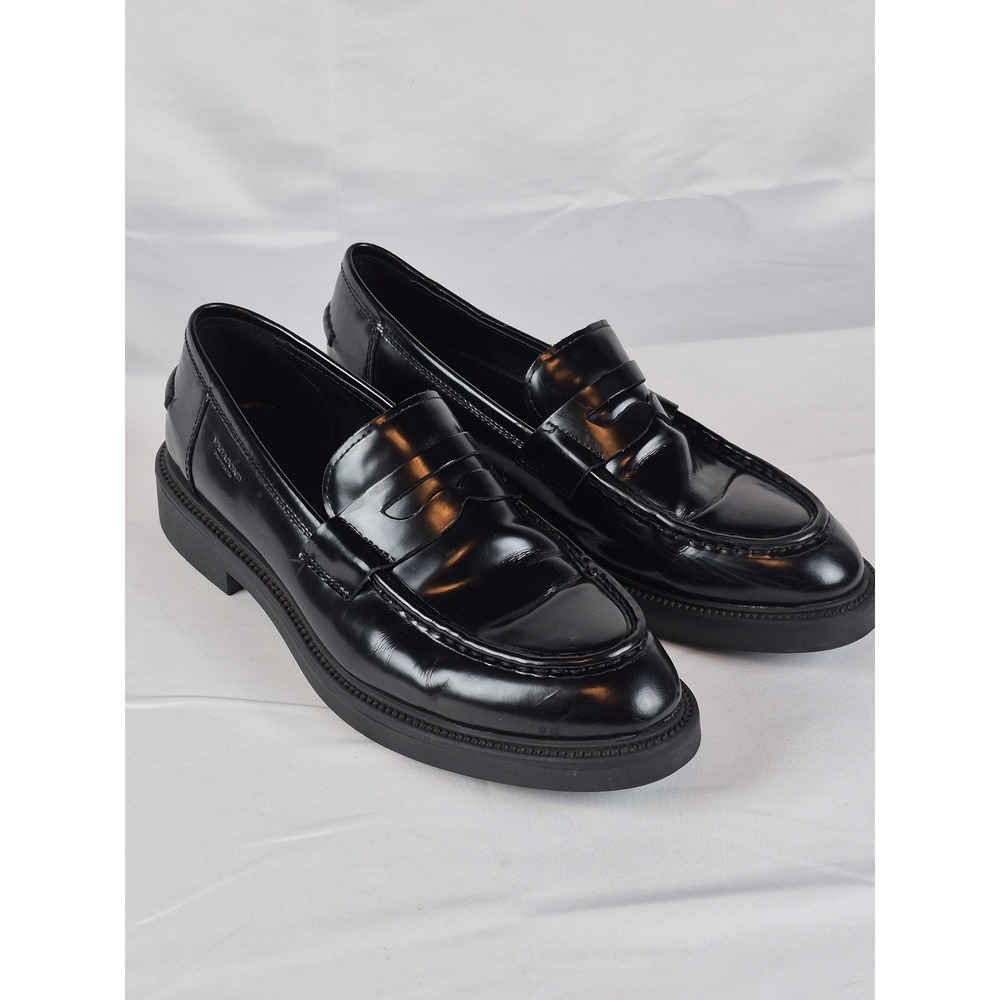 Vagabond Alex 41 Womens Patent Leather Penny Loafers Lug Sole Platform Black 10